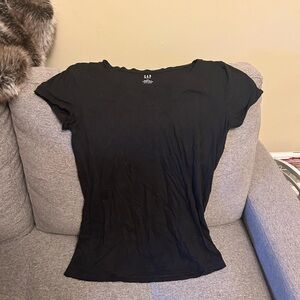 GAP Black Fitted Cap Sleeve T-Shirt